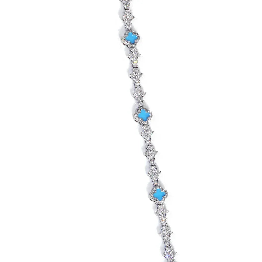 6.5mm Iced Out Airplane & Clover Tennis Chain | Men's Success Motif Necklace | Premium Hip Hop Jewelry | Caratix - CaratixJewelry